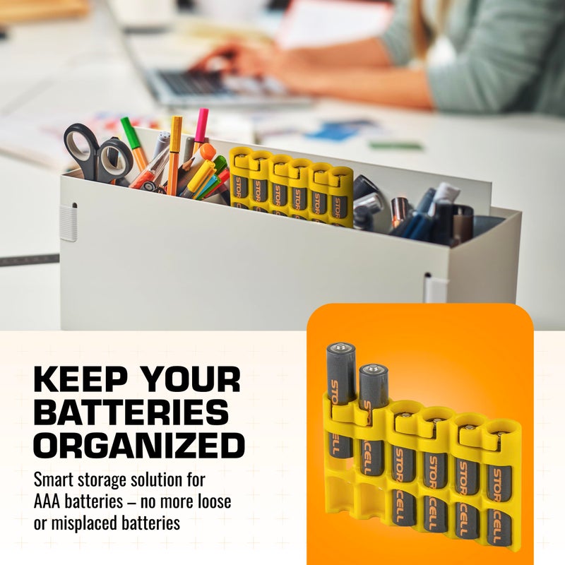 Storacell AAA Battery Storage Caddy by Storacell, Yellow, Holds 6 Batteries (Not included) - Image 2